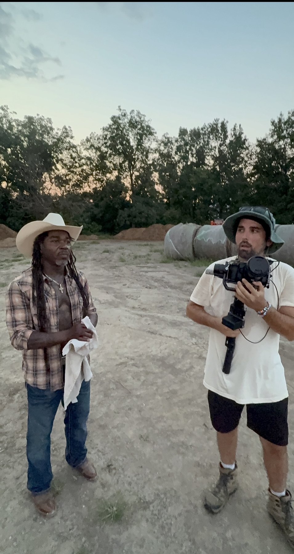 Miguel Horn on set with camera crew